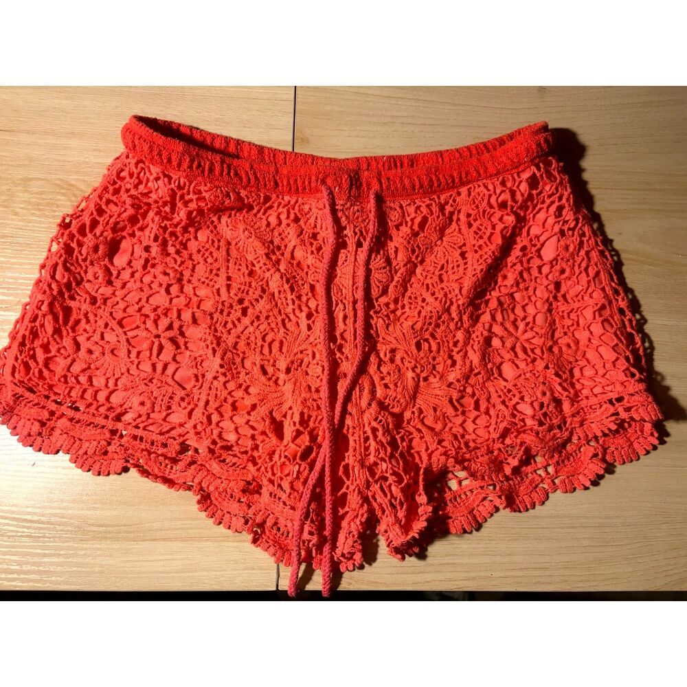 orange lace shorts